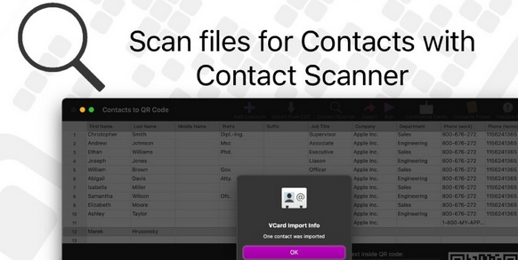 Contacts to QR Codes For Mac